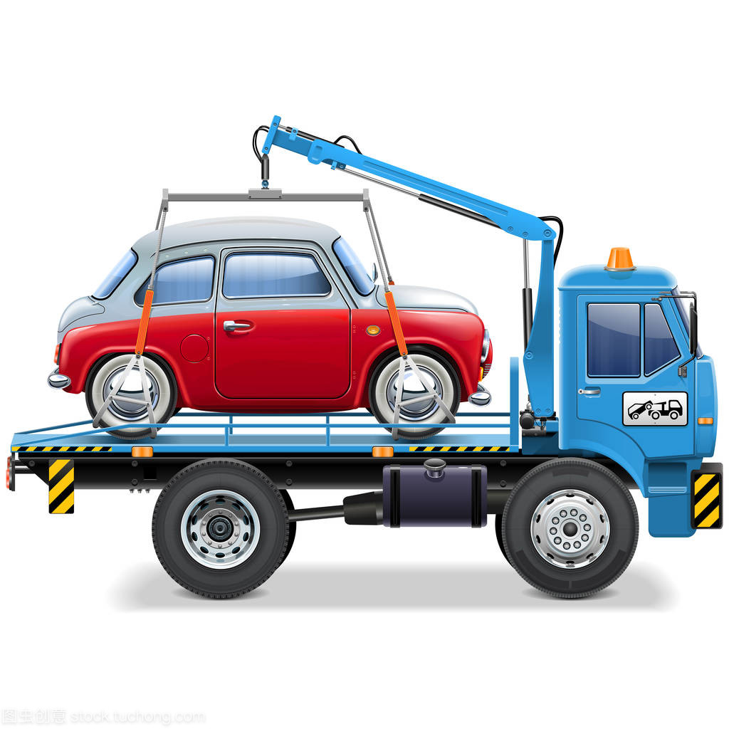 白色背景下的汽車隔離與矢量拖車設計